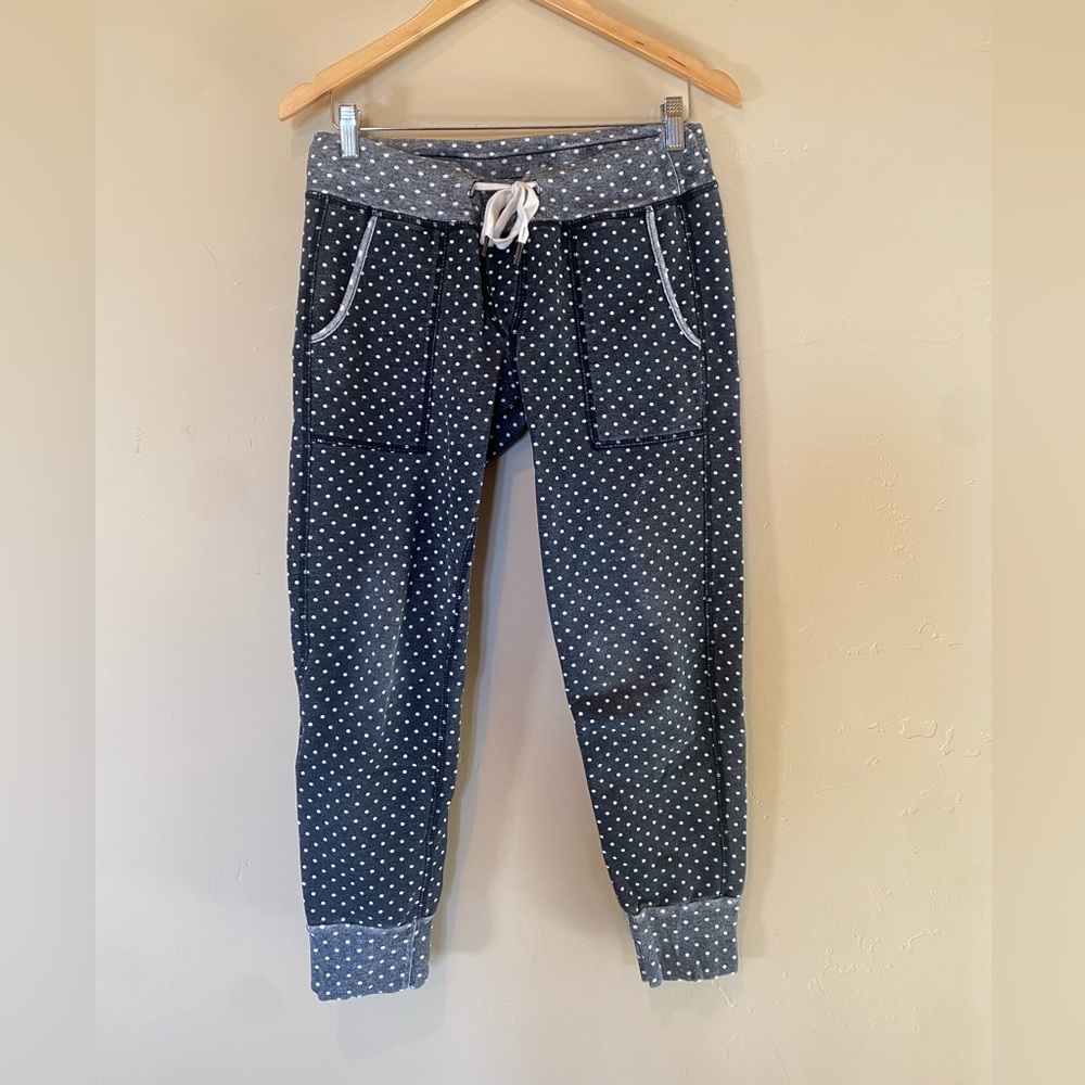 NSF Navy Polka Dot Jogger Pants with Gray Trim